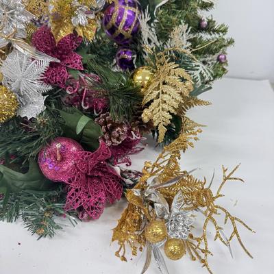 LOT 115: Purple Themed Santa & Christmas Floral Picks