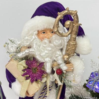LOT 115: Purple Themed Santa & Christmas Floral Picks