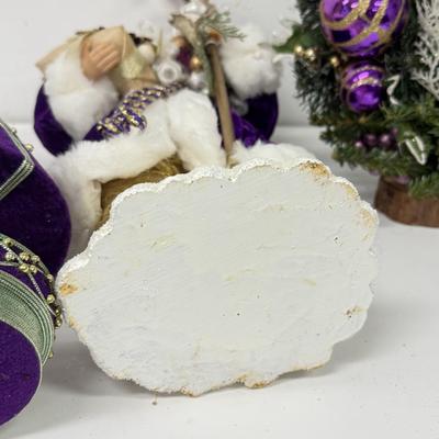 LOT 115: Purple Themed Santa & Christmas Floral Picks