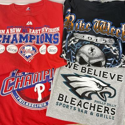 LOT 118: T-Shirts: 2015 Myrtle Beach Bike Week & Philly Sports