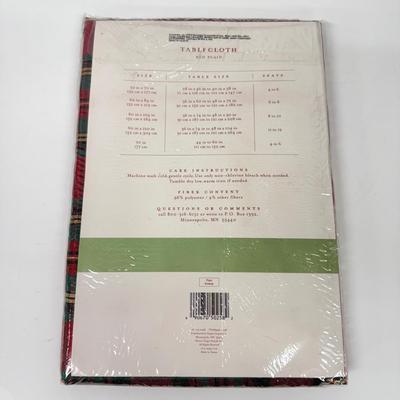 LOT 124: Four NIP Red Plaid Tablecloths