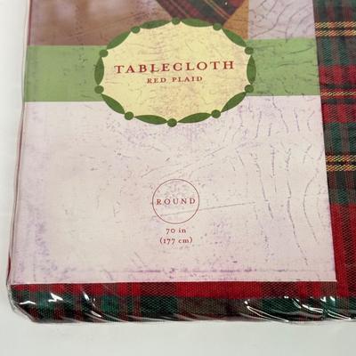 LOT 124: Four NIP Red Plaid Tablecloths