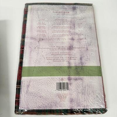 LOT 124: Four NIP Red Plaid Tablecloths