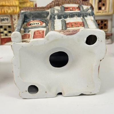 LOT 129: Ceramic Christmas Village Houses w/ Light Cords