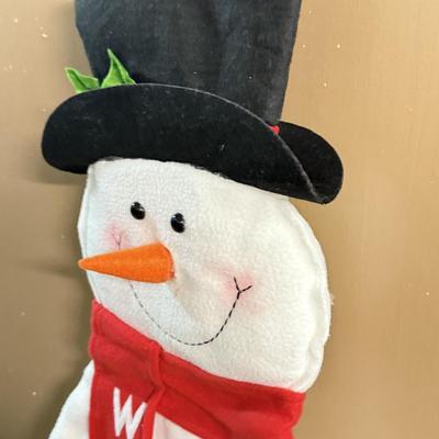 LOT 132: Snowman Christmas Calendar, Santa Tablecloths (NIP) & Hand Made Tree Wall Hanging