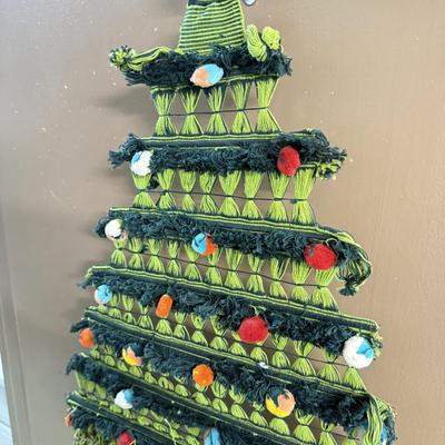 LOT 132: Snowman Christmas Calendar, Santa Tablecloths (NIP) & Hand Made Tree Wall Hanging