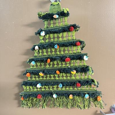 LOT 132: Snowman Christmas Calendar, Santa Tablecloths (NIP) & Hand Made Tree Wall Hanging