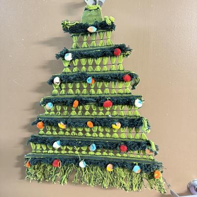 LOT 132: Snowman Christmas Calendar, Santa Tablecloths (NIP) & Hand Made Tree Wall Hanging