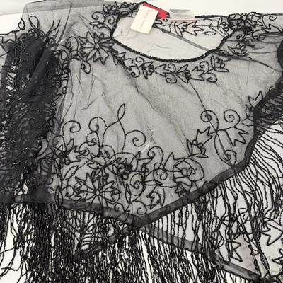 LOT 134: Size 8 Fur Lined Gloves, Leopard Chemise & Beaded Shawl