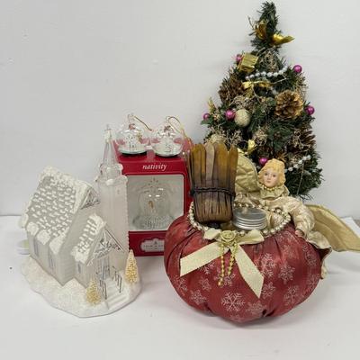 LOT 137: Christmas Decor Collection: Angel, Nativity & More