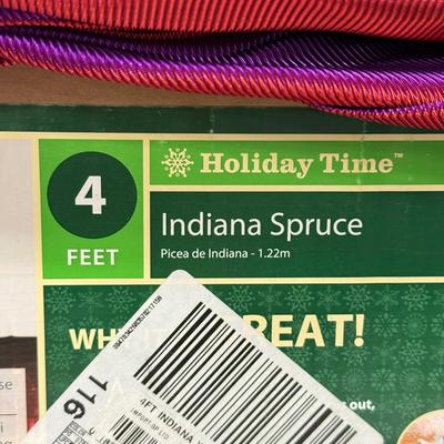 LOT 138: NIB 4ft White Lit Tree & Collection of Christmas Craft Materials