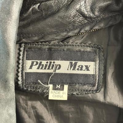 LOT 139: Two Vintage Belted Leather Jackets: Phillip Max & Excelled