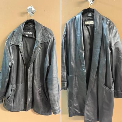 LOT 139: Two Vintage Belted Leather Jackets: Phillip Max & Excelled