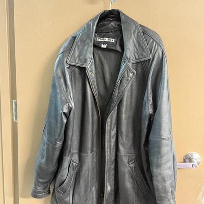 LOT 139: Two Vintage Belted Leather Jackets: Phillip Max & Excelled