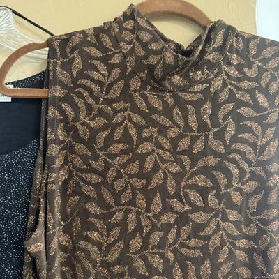 LOT 140: New- Plus size- Sparkly Women's Clothing; Ronni Nicole & More- 2 full length dresses, 1 shorter dress and 1 blouse