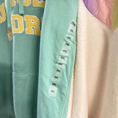 LOT 141: Grey Whale Jersey Shore Hoodie & XXL Fuzzy unicorn Hoodie