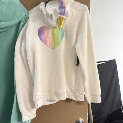 LOT 141: Grey Whale Jersey Shore Hoodie & XXL Fuzzy unicorn Hoodie