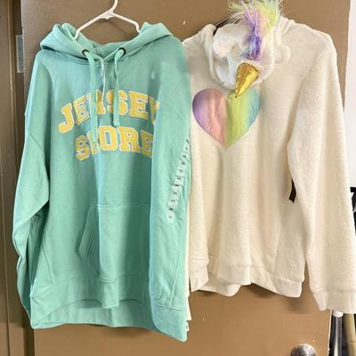 LOT 141: Grey Whale Jersey Shore Hoodie & XXL Fuzzy unicorn Hoodie