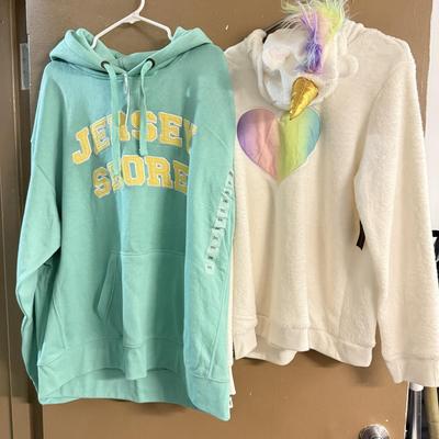 LOT 141: Grey Whale Jersey Shore Hoodie & XXL Fuzzy unicorn Hoodie