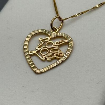 LOT 155: 10kt Gold "I LOVE YOU" Heart Pendant on 18' chain (1.8gtw)