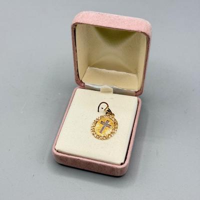 LOT 157: New- 14kt Gold Michael Anthony Cross Pendant (1.3gtw)