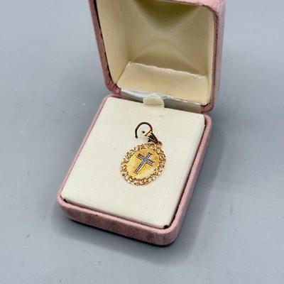 LOT 157: New- 14kt Gold Michael Anthony Cross Pendant (1.3gtw)