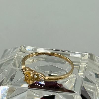 LOT 158: Dainty 10kt Gold Citrine Diamond Ring Size 7 (1.0gtw)