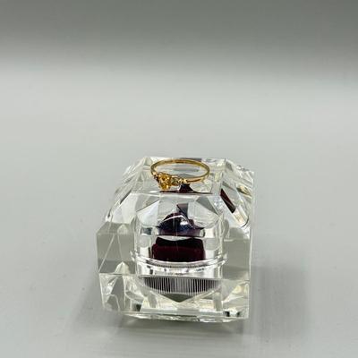 LOT 158: Dainty 10kt Gold Citrine Diamond Ring Size 7 (1.0gtw)