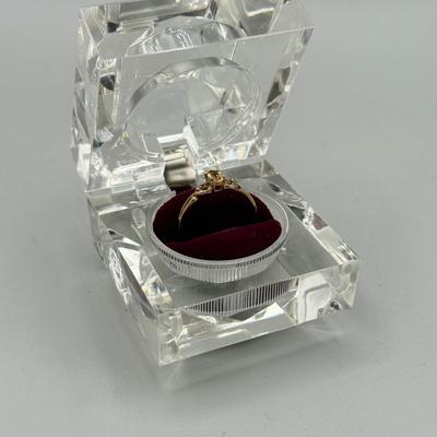 LOT 158: Dainty 10kt Gold Citrine Diamond Ring Size 7 (1.0gtw)