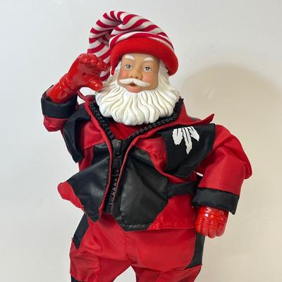 LOT 163: Vintage Gemmy Animated Snowboarding Santa Figure