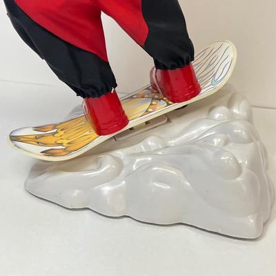 LOT 163: Vintage Gemmy Animated Snowboarding Santa Figure
