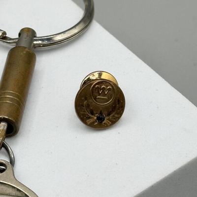 LOT 166: Vintage Westinghouse Keychain & Pins: 1950s Sterling & 1940s Gold Filled