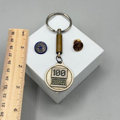 LOT 166: Vintage Westinghouse Keychain & Pins: 1950s Sterling & 1940s Gold Filled