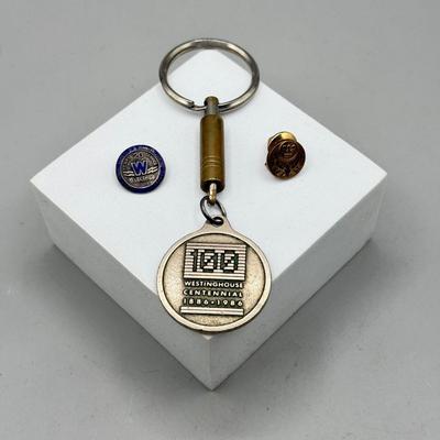 LOT 166: Vintage Westinghouse Keychain & Pins: 1950s Sterling & 1940s Gold Filled