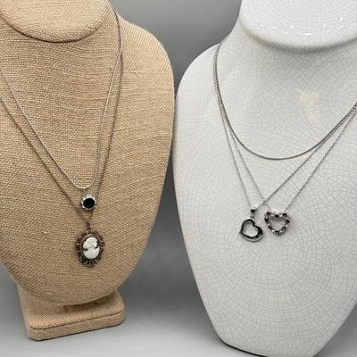 LOT 168: Necklaces: Cameo, Heart Pendants & More