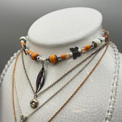 LOT 169: Pendant Necklaces, Amber Color Bracelet, Owl Necklace w Matching Earrings & More