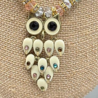 LOT 169: Pendant Necklaces, Amber Color Bracelet, Owl Necklace w Matching Earrings & More