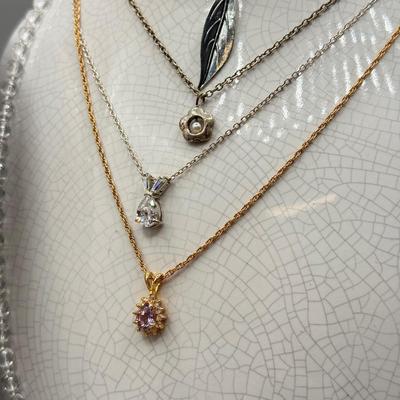 LOT 169: Pendant Necklaces, Amber Color Bracelet, Owl Necklace w Matching Earrings & More