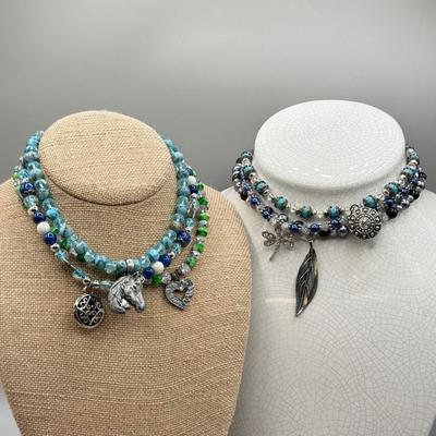 LOT 170: Beaded Necklaces w/ Charm Pendants