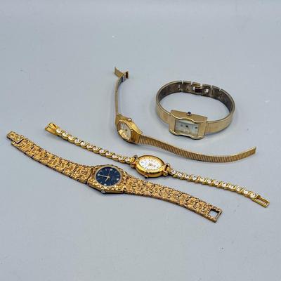 LOT 173: Ladies Goldtone Quartz Watches: Elgin, Milan & More
