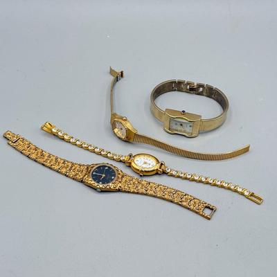 LOT 173: Ladies Goldtone Quartz Watches: Elgin, Milan & More