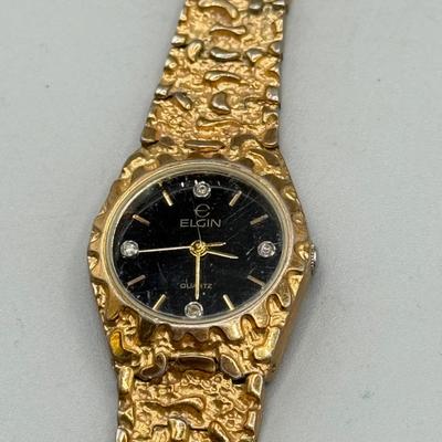 LOT 173: Ladies Goldtone Quartz Watches: Elgin, Milan & More