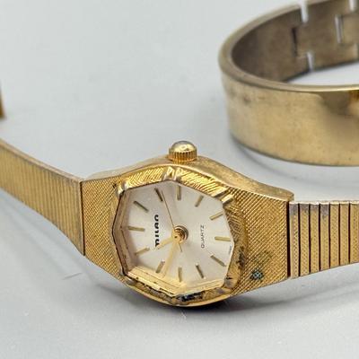 LOT 173: Ladies Goldtone Quartz Watches: Elgin, Milan & More