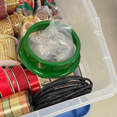 LOT 176: Bin of Holiday Ribbon & Vintage Gift Boxes
