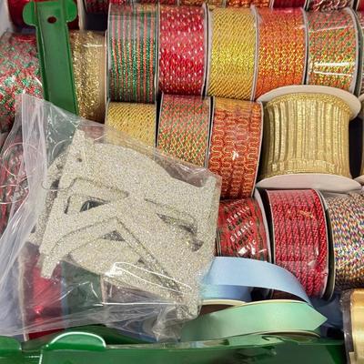 LOT 176: Bin of Holiday Ribbon & Vintage Gift Boxes