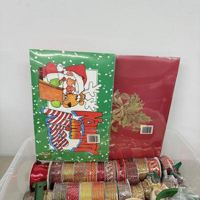 LOT 176: Bin of Holiday Ribbon & Vintage Gift Boxes