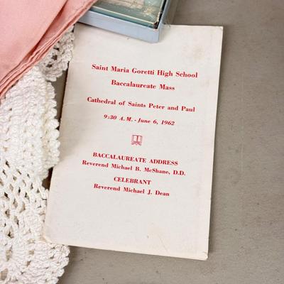 LOT 177: Vintage Lace Wedding Outfit, Crocheted Angels & Santa’s & More