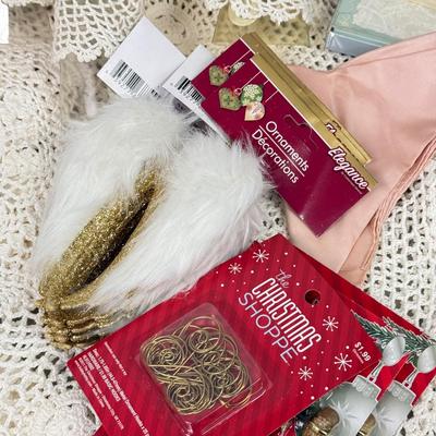 LOT 177: Vintage Lace Wedding Outfit, Crocheted Angels & Santa’s & More