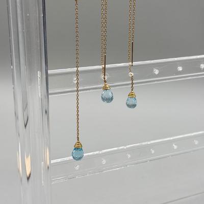 LOT 181: Trio of 14kt Gold Mexico Drop Chain Earrings (3.2gtw)