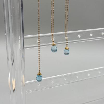 LOT 181: Trio of 14kt Gold Mexico Drop Chain Earrings (3.2gtw)